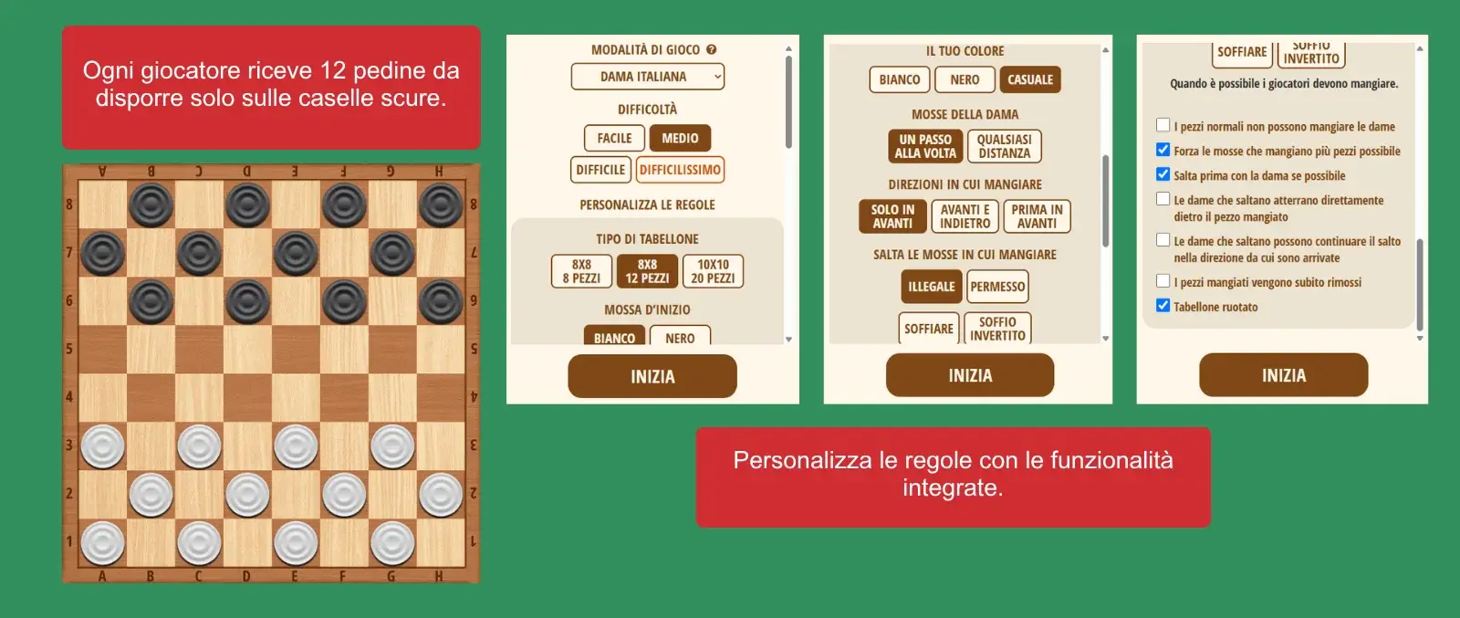 Configurazione della Dama